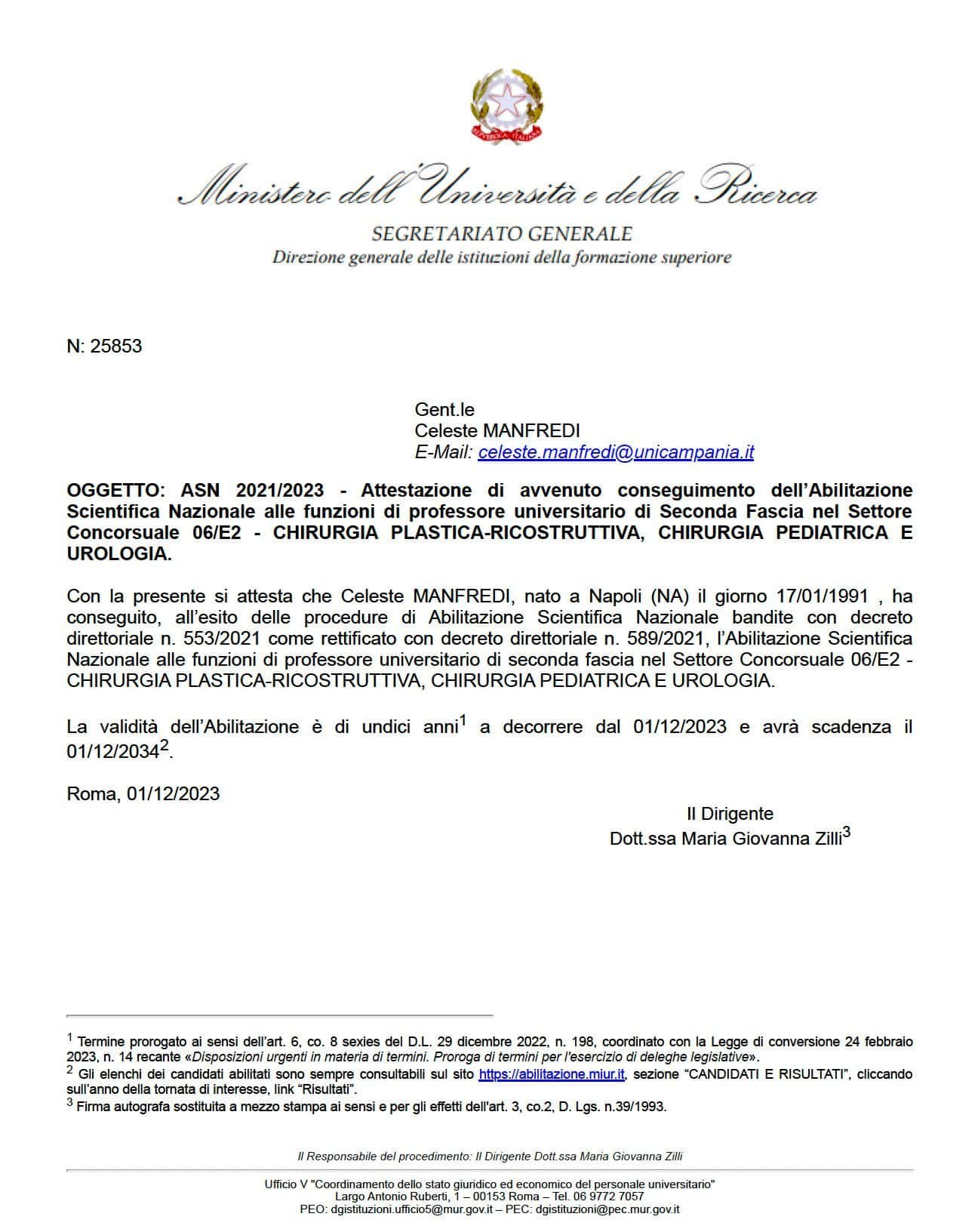 certificato eccellenza